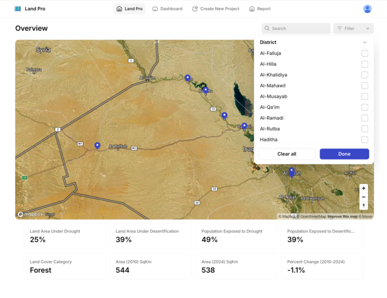 Ardhsight platform overview with map pins and filters